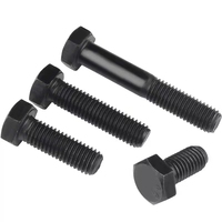 Baut Mur Baja Karbon M10 DIN 933 Heksagonal Hitam HDG Pengikat Ulir UNC Kelas 6.8