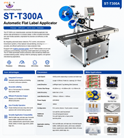 Étiqueteuse ST-T300A pour surfaces planes, idéale pour les petites entreprises, machine d'étiquetage de produits, étiqueteuse pour saucisses, cartes et sachets, 30-80 pièces/min
