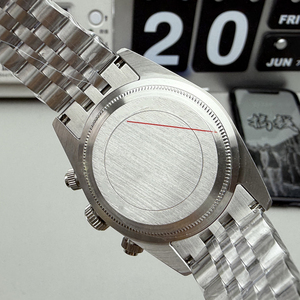 Stainless Steel Men's Mechanical <b>Chronograph</b> Watch 40mm Round Case Sapphire Crystal Sport Style Fold Clasp - Product Image 6