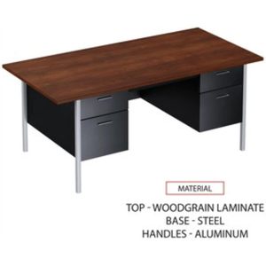 Escritorio para computadora de acero con pedestal doble Alera de 72 x 36 x 29.5 pulgadas, color moca/negro - Product Image 3