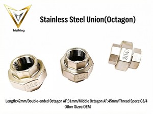 메이밍 CU 스테인리스 스틸 유니온/파이프 피팅/퀵 설치 조인트 G3/4 Oct-AF 31/45mm (파이프라인 및 장비 연결용) - Product Image 1