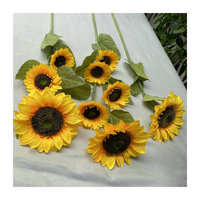 S0335 Tournesol en soie de luxe Décoration de mariage Faux fleurs du soleil Fleurs artificielles Tournesol artificiel jaune