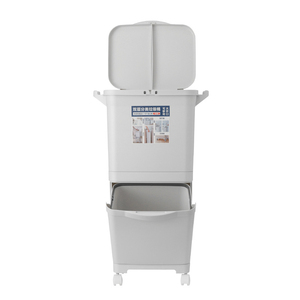 Cubo de basura <span class=keywords><strong>Rectangular</strong></span> de doble capa para cocina, cubo de basura de plástico con ruedas para reciclaje, con tapa - Product Image 2