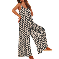 Combinaisons d'été pour femmes Rayon Floral Print Jumpsuit Bohemian Spaghetti Strap Sleeveless Wide Leg Loose Rompers