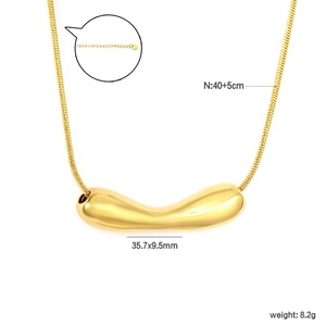 Collar con Colgante Geométrico de Cacahuete Chapado en Oro de 18K, Estilo Europeo y Estadounidense, Joyería de Acero Inoxidable, Regalo, Collar Moderno - Product Image 2