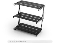 Table de camping pliable multifonctionnelle à 3 niveaux, légère et portable, avec étagère de rangement, cadre en bois massif antirouille pour une utilisation en extérieur et à la maison