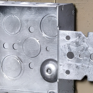 4 in Square Welded Outlet Box 1-1/2 in Deep Galvanized Steel Conduit Knockouts B <strong>Bracket</strong> - Product Image 4