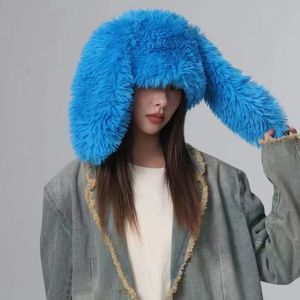 Winter <strong>Plush</strong> Warm Skiing Unisex Solid Color Fuzzy <strong>Hat</strong> Long <strong>Rabbit</strong> Ear <strong>Shape</strong> <strong>Hat</strong> - Product Image 3