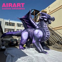 Dragon gonflable décoratif pour activités de plein air, dragon gonflable violet avec des ailes pour l'affichage