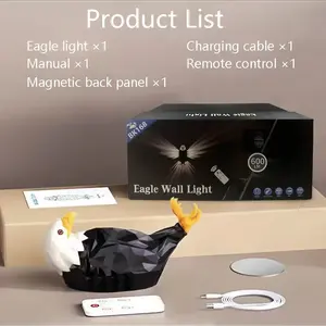 Lámpara de Pared 3D con Forma de Águila Calva, con Control Remoto, Carga USB, Lámpara de Ambiente Interior, Proyector LED, Alas de Luz, Regalo Original - Product Image 6