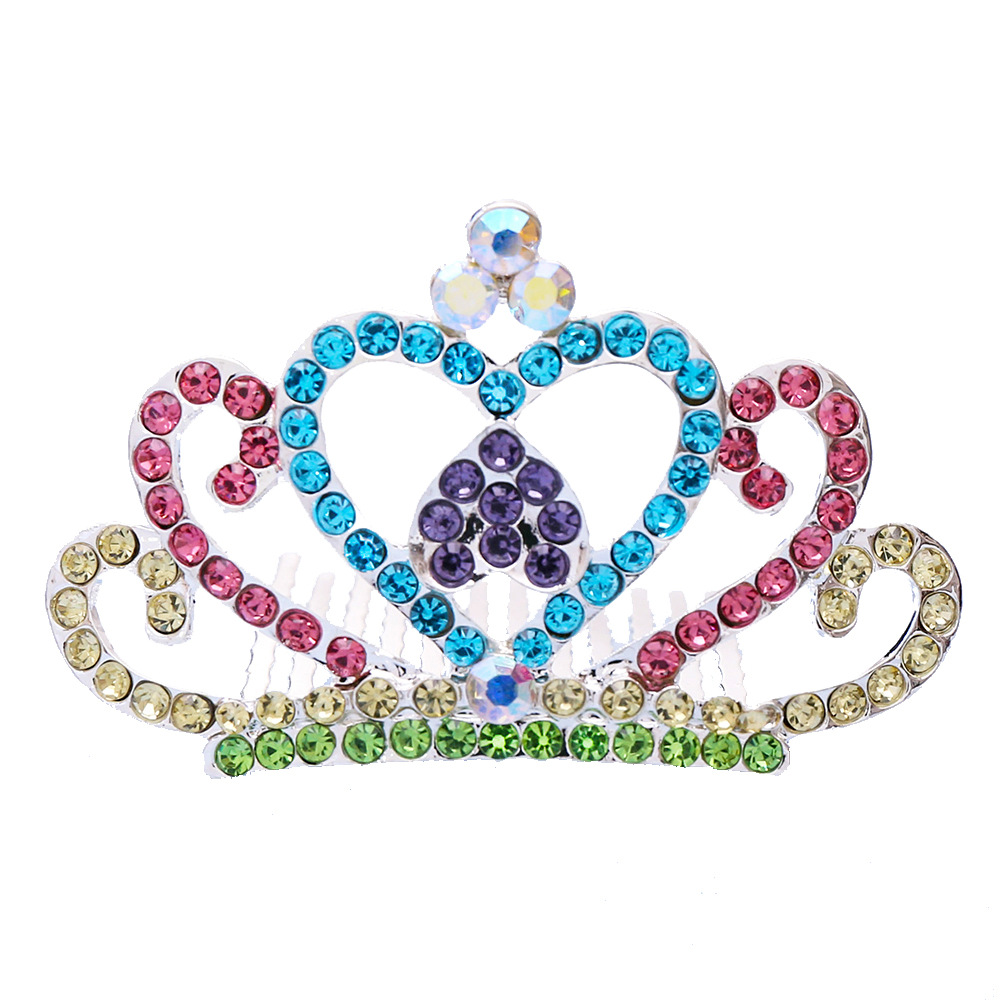 Гребень для волос со стразами для девочек, свадебный аксессуар на голову с короной, с кристаллами, для вечеринок