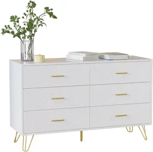 Modern 6 Drawer Dressers Storage Chest Of Drawers Cabinet For Living Room Hallway Entryway