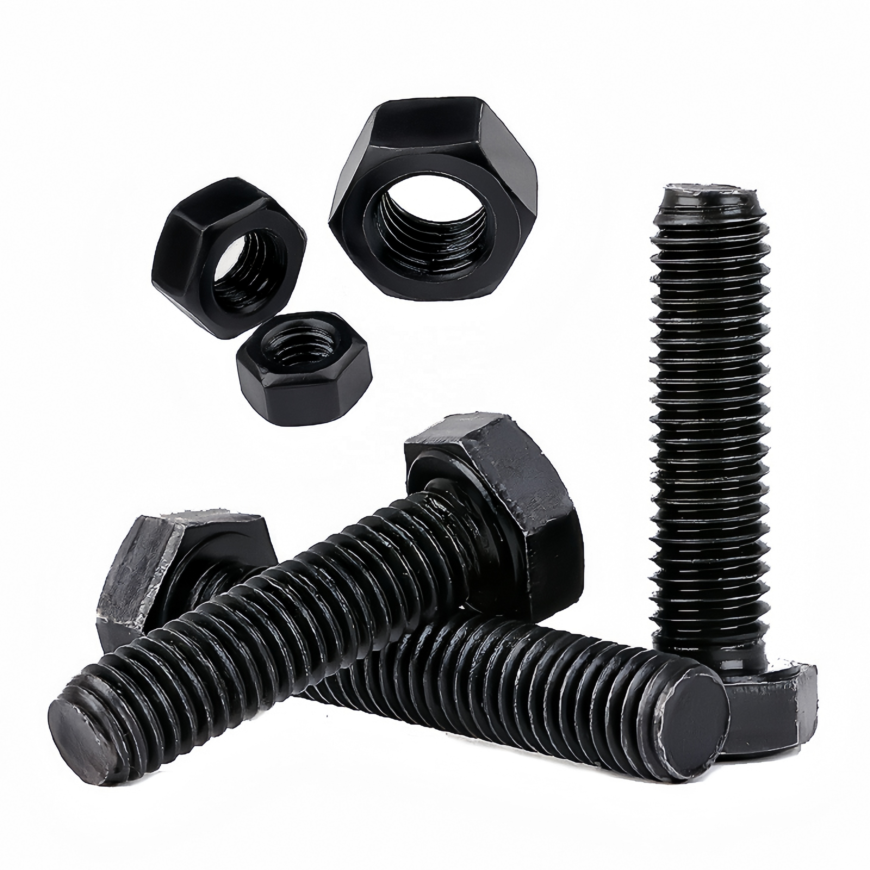 Black Hex Screw Bolts And Nuts Din933 M6 Bouten M10 Tuerca Y Perno Fasteners M12 M13 Hexagon Bolts 18X80 Mm 8.8 Hex Head Bolt