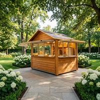 Kiosque à café en bois avec fenêtre de service, stand de vente personnalisé, chalet préfabriqué en bois pour marché de Noël et événements hivernaux