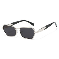 Lunettes de soleil Y2K CX-9010, monture polygonale en métal, style rétro, protection UV400, unisexe, pour femmes et hommes, avec logo personnalisé