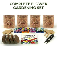 Kit de démarrage pour la culture de bonsaïs d'intérieur, sacs de plantation en jute écologique, graines de fleurs, disques de terre, outils de jardinage, kit cadeau pour la maison et le jardin