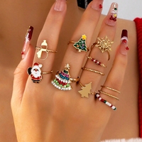 Ensembles de bagues de Noël empilables avec canne de flocon de neige Père Noël Arbre de Noël Ensemble de bagues pour femmes empilables sur le thème des vacances 2026
