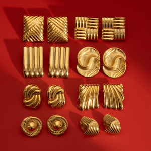 Yueli Geometric <b>Stud</b> <b>Earrings</b> Stainless Steel Gold Plated Fashion Party Jewelry - Product Image 3