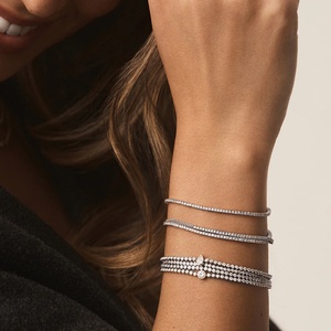 Factory Wholesale Exquisite Bezel <b>Set</b> Round Cut 2.5mm Vvs Gra Moissanite Jewelry 14k Gold Filled Tennis Bracelet - Product Image 2