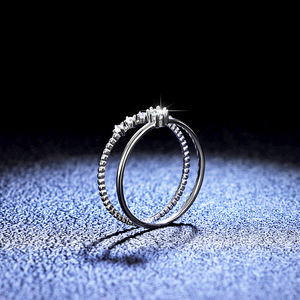 Anillos <span class=keywords><strong>de</strong></span> Pareja Minimalistas <span class=keywords><strong>de</strong></span> Plata <span class=keywords><strong>de</strong></span> Ley 925 con Baño <span class=keywords><strong>de</strong></span> Oro Blanco, Microincrustaciones <span class=keywords><strong>de</strong></span> Moissanita <span class=keywords><strong>de</strong></span> 0.1CT VVS1 Color D - Product Image 2