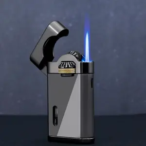 JOBON Gas Cigarette Lighter Retro Gear Linkage Structure Windproof Lighter Inflatable Blue Flame