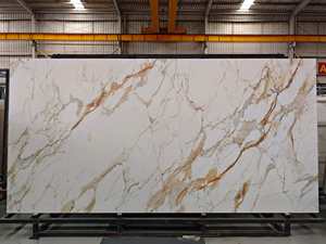 Losas de Porcelana Mate de Ingeniería con Aspecto de Mármol Calacatta, Piedra Sinterizada Calacatta Blanca Dorada Pulida, 3200x1600x12mm, para Encimeras - Product Image 2