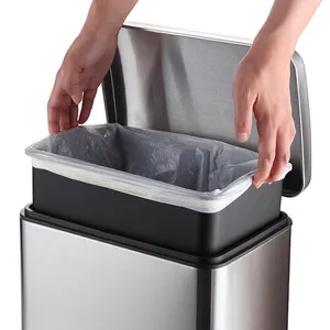 Touchless Soft Step Trash Can with Odor Filter System Dustbin Stainless Steel Round Pedal Bin Automatic 45l