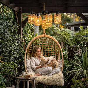<span class=keywords><strong>Lampadario</strong></span> a sospensione <span class=keywords><strong>solare</strong></span> in rattan a 6 teste |   PT0912 - Product Image 2