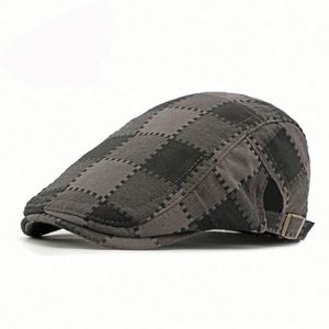 High Quality Men's Fashion Retro Gatsby Plaid Ivy <b>Cap</b> for Men <b>Flat</b> Ivy Herringbone Duckbill Newsboy Beret Ivy Hats - Product Image 1