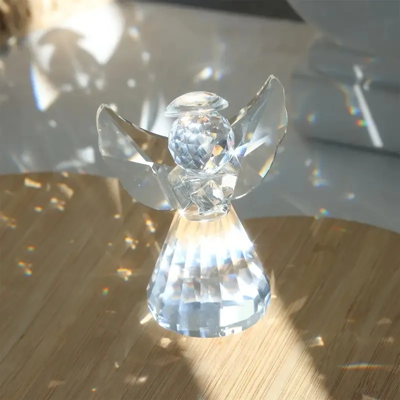 Grosir hiasan kaca kerajinan tangan malaikat kristal, dekorasi ruangan berkilau bagus hadiah Ideal untuk pernikahan