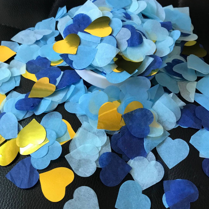 Blue heart + gold glitter 15g per pack