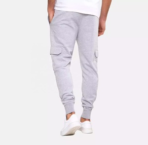 Pantalones Deportivos Grises para Hombre, con Cordón, Múltiples Bolsillos, Casuales, para Verano, de Felpa, 100% Algodón, Resistentes al Viento y Transpirables - Product Image 3