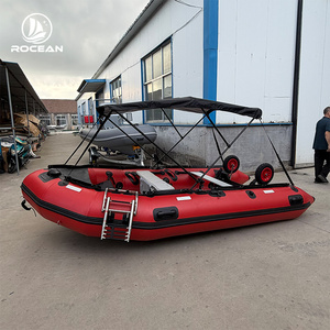 Bote Inflable de PVC de 4.2m (13.8 pies) con Ancho de 1.95m, Piso de Aluminio, Toldo Bimini, Ruedas de Lanzamiento y Escalera, Bote de Rescate para Pesca - Product Image 2