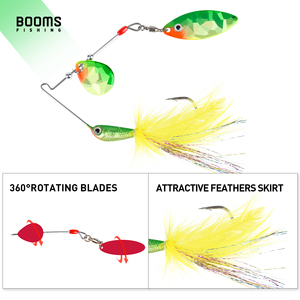 Señuelos de metal duro de aluminio giratorios de 3.4 pulgadas de alta reflectividad con plumas y faldas para pesca en río - Product Image 3