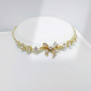 Bracelet chaîne papillon en argent 925 plaqué or 18 carats avec zircon, bijoux de mariage estival, breloque nœud délicat, prix usine - Product Image 4