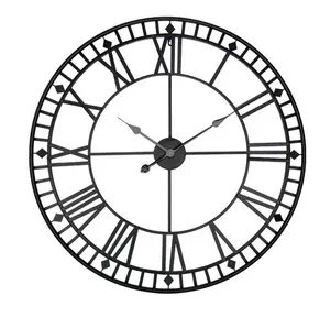 Orologi al quarzo da parete di grandi dimensioni in metallo dell'annata di figura rotonda della decorazione della casa big digital orologio silenzio decorare il salotto