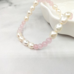 D'acqua dolce Della Perla <span class=keywords><strong>di</strong></span> Stirata Dei Braccialetti <span class=keywords><strong>Rosa</strong></span> Pietra <span class=keywords><strong>di</strong></span> <span class=keywords><strong>Quarzo</strong></span> Del Braccialetto Per Le Donne Della Ragazza - Product Image 3