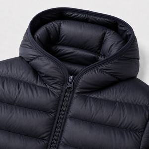 Manteau d'hiver unisexe pour femme, à capuche, couleur unie, fermeture éclair, style décontracté, noir, coupe ajustée, 90% duvet - Product Image 4