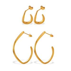 Pendientes de Aro Geométricos de Forma Irregular en Oro, Plata y Acero Inoxidable para Uso Diario Unisex - Product Image 5