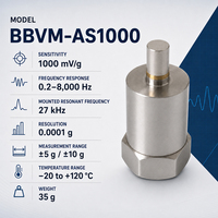 Acelerómetro Piezoeléctrico de 1000mV/g con Resolución de 0.0001g y Rango de Medición de ±10g para Medición de Vibraciones Ultrabajas