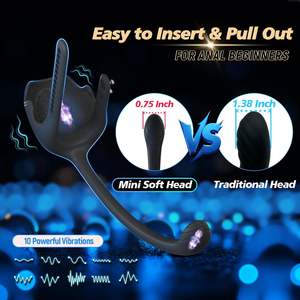 Anneau vibrant réglable pour pénis Jouet sexuel anal pour homme avec stimulateur de souillure des <span class=keywords><strong>testicules</strong></span> Vibrateur de bouchon de cul télécommandé - Product Image 4