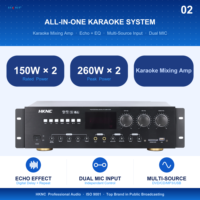 Amplificateur de mixage KTV actif professionnel HKNC 150W 2 8ohm en métal avec 3 entrées micro, 4 entrées source et sortie audio haute résolution