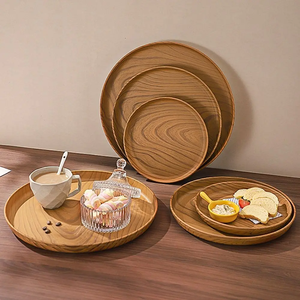 Assiettes creuses réutilisables en plastique léger à motif grain de bois pour la maison et la cuisine, idéales pour salades, desserts et collations en cuisine ou dans les restaurants. - Product Image 5