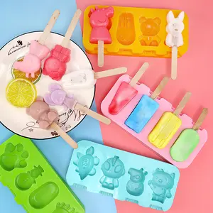 Mini Silicone Popsicle Mold DIY Ice Mold with Wood Sticks Popsicle Makers for Lollipop and Ice Cream Mould Non-Stick Ice Trays