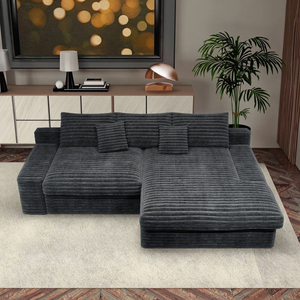 Juego de Sofás Seccionales Modulares Convertibles en Forma de L, Patas de Madera, Tapizado con Espuma Viscoelástica, Sofá Comprimido para Sala de Estar y Dormitorio - Product Image 3