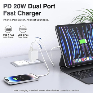 Personalizar logotipo EE. UU. UE 20W EE. UU. Enchufe PD <span class=keywords><strong>USB</strong></span> <span class=keywords><strong>C</strong></span> Puerto dual <span class=keywords><strong>USB</strong></span> Cargador de pared Tipo <span class=keywords><strong>C</strong></span> Pd20w Cargador rápido - Product Image 5