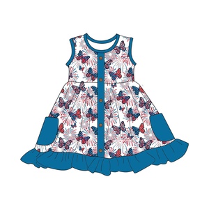 Qingli OEM quarto di July Boutique abbigliamento per bambini abiti da <span class=keywords><strong>ragazza</strong></span> personalizzati <span class=keywords><strong>blu</strong></span> e rosso vestito da bambino per le ragazze - Product Image 5