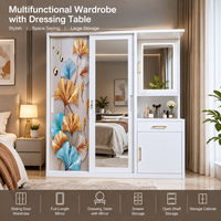 Armoire en métal sur mesure avec 2 portes coulissantes, miroir et coiffeuse pour mobilier de chambre moderne
