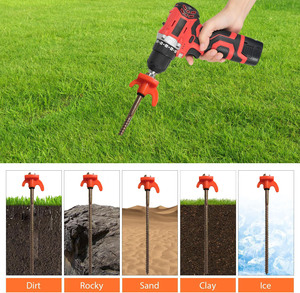 <b>Ground</b> Steel Tent Pegs with Hex Drill Bit and Carry Case Screw in Tent <b>Stake</b> - Product Image 5