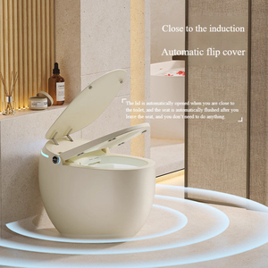 WC intelligent à poser au sol, design coloré, chasse automatique, chasse par siphon à jet, en céramique, forme œuf, siphon en P/S inclus - Product Image 5